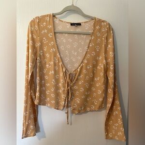 Kendall & Kylie Double Tie Front Top - Long Sleeves - Slightly Cropped